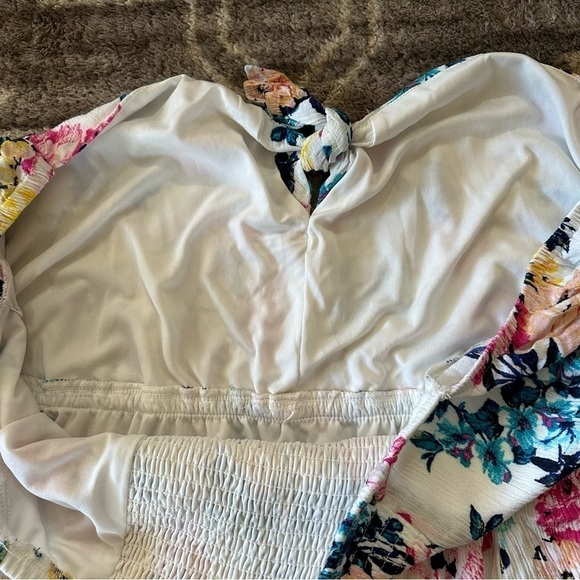 Torrid Mini Gauze Puff Sleeve Skater Dress White Floral - Picture 7 of 11